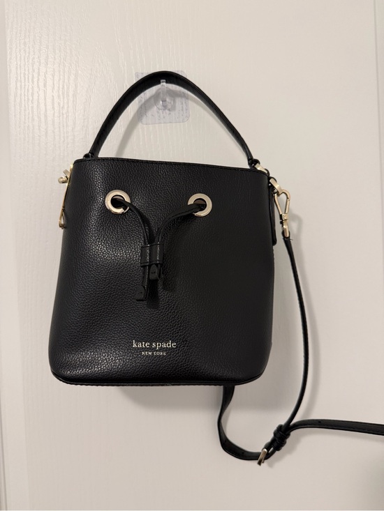 kate spade Handbags - kate spade Black Pebbled Leather Drawstring Crossbody Bucket Bag